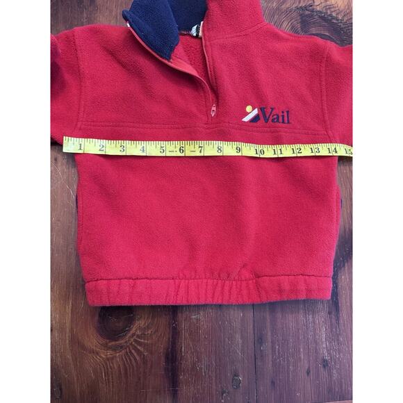 Vintage Vail Ski Kids Size 4 Fleece Pullover 1/4 Zip Red Made in USA 80s 90s - Picture 6 of 13